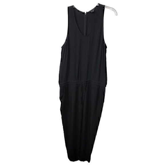 Theory Silk Jumpsuit Overalls Sleeveless L Black - Picture 1 of 9